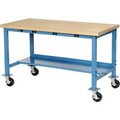 Global Equipment 72 x 36 Mobile Production Workbench - Power Apron, Shop Top Safety Edge Blue 249147BBL